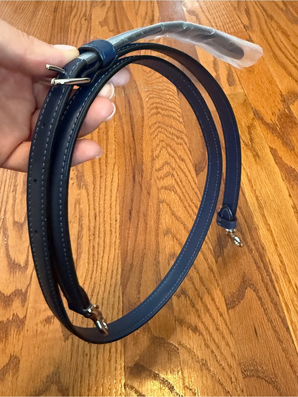 Coach Navy Leather Adjustable
Bag Strap with Silver -Tone
Hardware